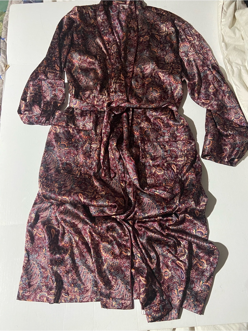 Vintage Versailles Satin Robe and Nightgown Set-Floor length.